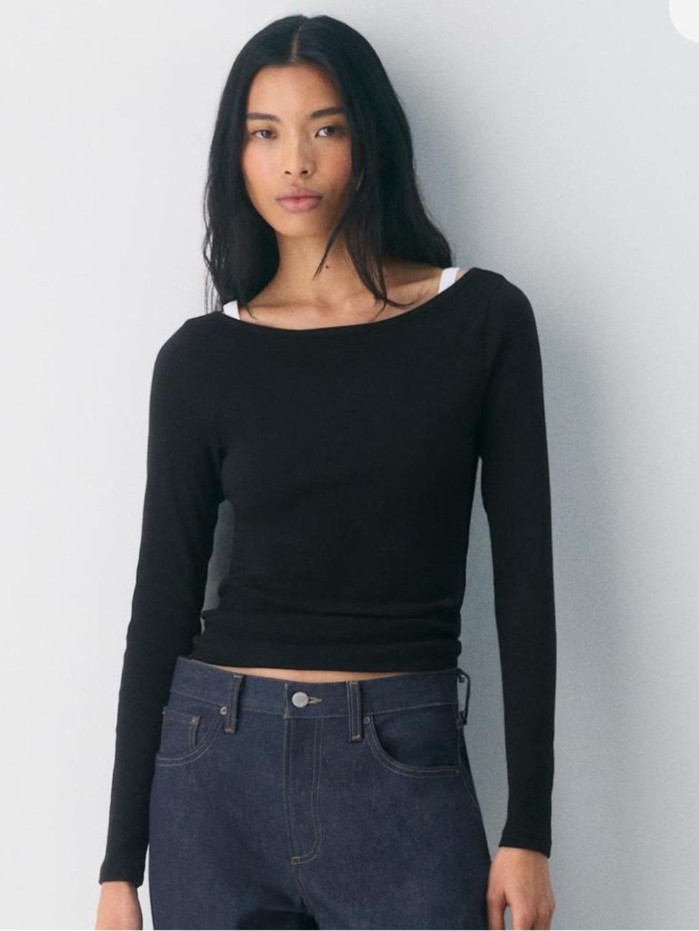 Aritzia homestretch black boatneck long sleeve